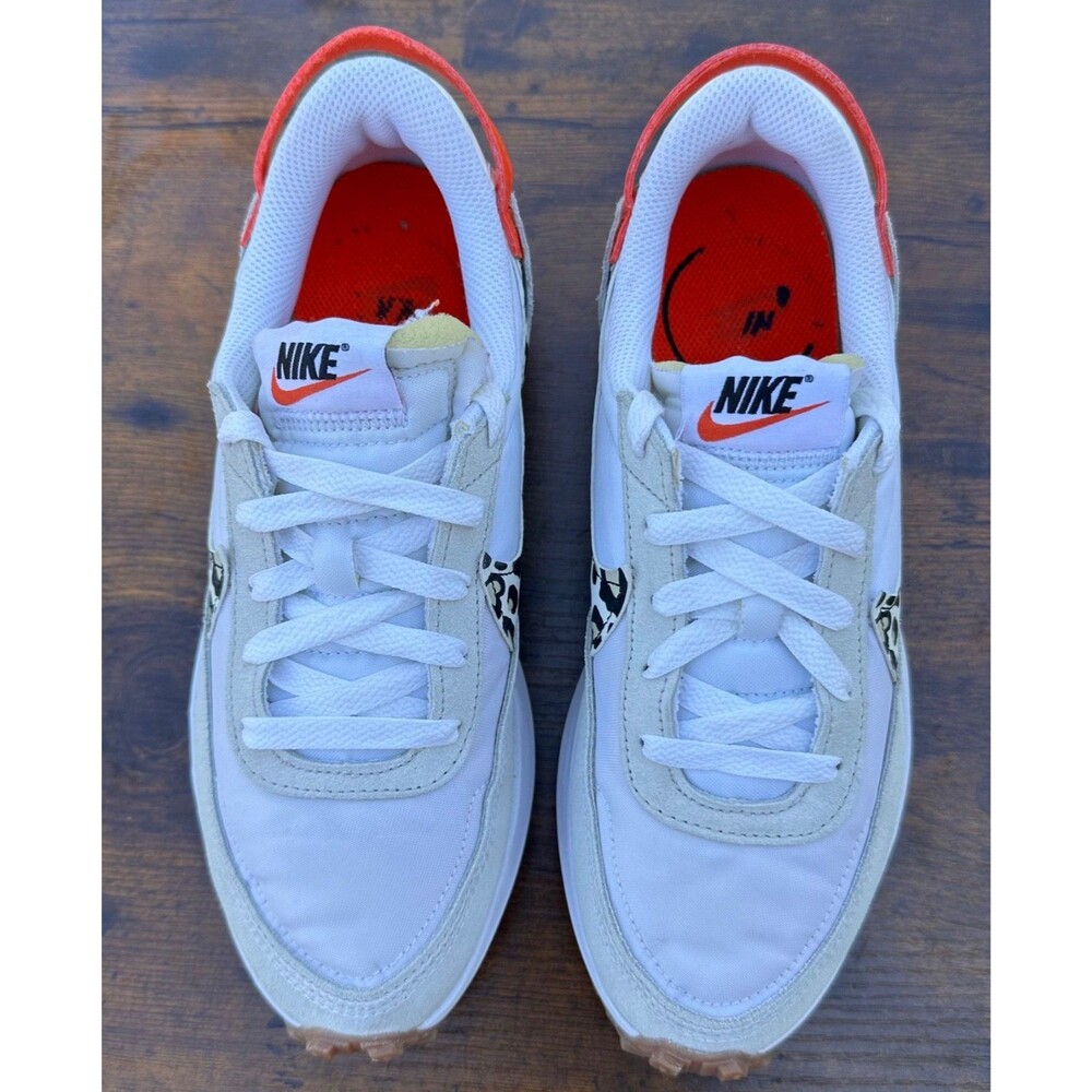 Nike Waffle One DZ5201-100 Leopard Print Swoosh White Orange Women’s 7 Shoes - Picture 6 of 16